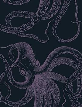 Vintage Octopus Sketchbook Dark Purple: Ocean Sea Life Sketchbooks For Artists Adults and Kids to Draw in 8.5x11" LARGE 110 Blank Pages