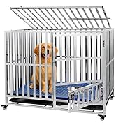 kilogorge 大型犬 ゲージ ステンレス鋼製犬用ケージ キャスター付き 耐荷重250KG 折りたたみ 組立簡単 ダブルドア/トレー/マット/給餌器付き 適用小型犬/中型犬/大型犬 ペットケ...
