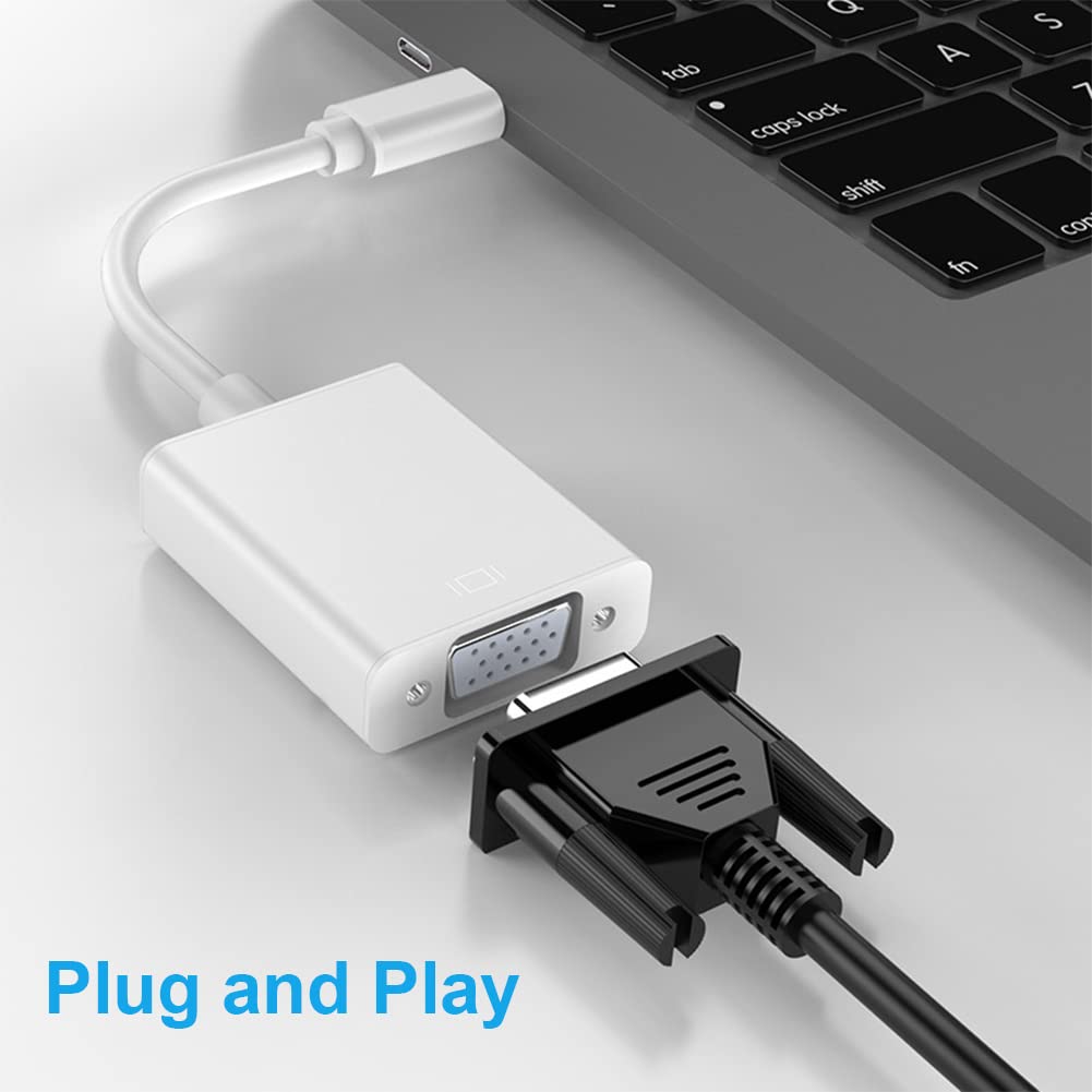 Adaptateur USB C vers VGA, SELIACR Adaptateur Thunderbolt 3 (Type-C) mâle vers VGA femelle Compatible avec Google Chromebook Pixel Mac Book Pro 2020,2019,2018, Lenovo 900, Dell XPS 13