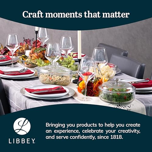 image for Libbey Round Casserole Dish with Lid, Elegant Glass Bakeware with Lids
