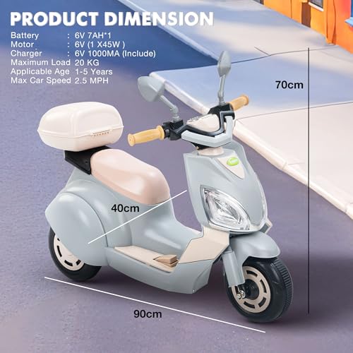 Baybee Trixo Battery Operated Bike for Kids, Ride on Toys Kids Bike Scooty with Music & Light, Baby Rechargeable Battery Bike, Electric Bike for Kids to Drive 1 to 4 Years (Trixo ASH) - Image 7