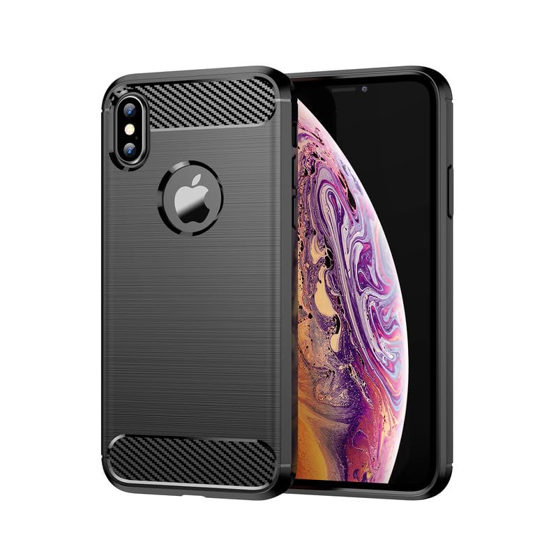 Basic Back Case Cover Compatible for iPhone Xs Max (Carbon Fibre_Black)