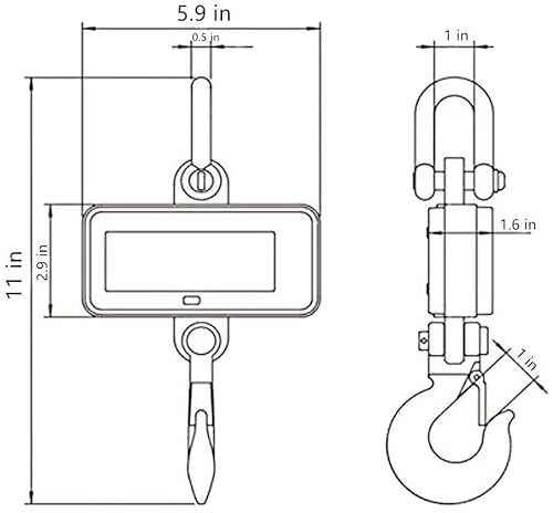 Miniatura 4 de VisionTechShop Báscula digital de grúa DCS-CD de 500 libras 4409lbs pantalla LCD compacta resistente con retroiluminación para fábrica de granja