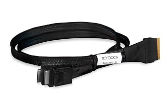 ICY DOCK MB206L-B Data Cable - 1x SlimSAS SFF-8654 8i to 2X OCuLink SFF-8611 4i Length 50 cm
