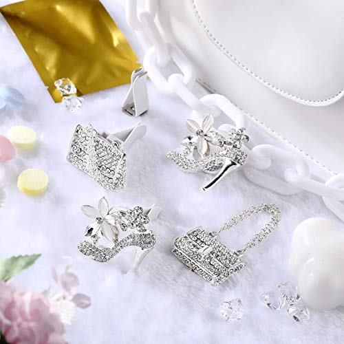 4 Pieces Air Vent Clip Crystal Rhinestone High Heel Shoe And Bag , Cute Bling Car Interior Decor Accessories For Decoration #TOP3