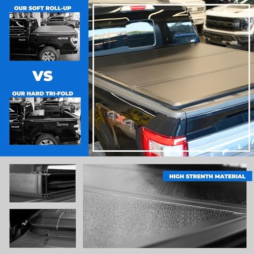 Image of TOMOKA Hard Tri-fold Truck Bed Tonneau Cover Compatible with 1982-2013 Ford Ranger Styleside /Fleetside (Not for Flareside /Stepside) 6 FT (72.7 inch) Bed (Short Bed)