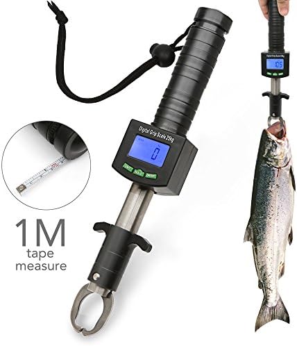 Portable Fish Lip Gripper,iwolkon Grabber Fishing Grip Tackle Pliers Stainless Steel Clip Fish Holder Knife w/ Scale Ruler