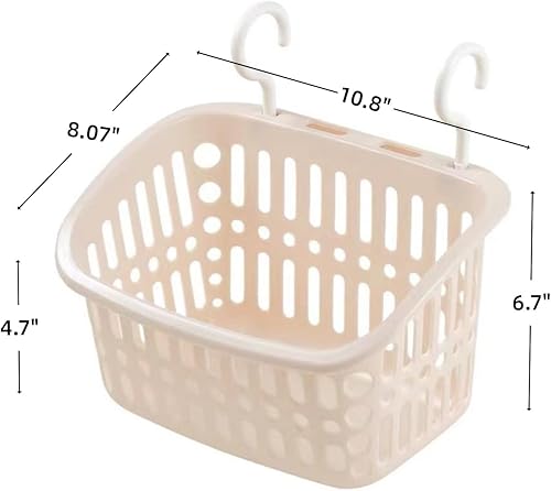 Miniatura 2 de Jecvxor Cesta de almacenamiento de plástico colgante para baño, cocina, 10.8 x 8.07 x 6.7 pulgadas (beige)