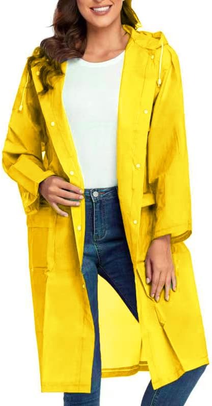 Poncho de lluvia de EVA reutilizable para adultos, unisex, hombres y mujeres, impermeable largo transparente con capucha