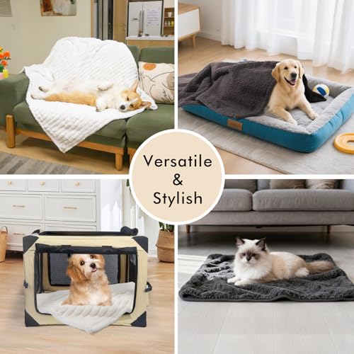 Wdmiya wasserdichte Hundedecke, 65x88cm Hundedecke für Mittelgroße & Kleiner Hunde, Haustier Decke Flauschig und Weich, Schutzdecke Hundesofa, Maschinenwaschbar Katzendecke für Unterwegs,Grau