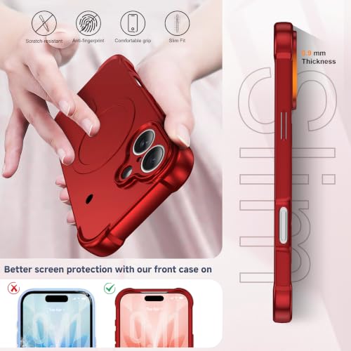 ORETECH for iPhone 17 Case 6.3" with [2 x Screen Protectors],Full Camera Protection,Compatible with Mag-Safe,Shockproof Silicone Back and Hard PC Protective Bumper Cover for iPhone 17 Case,Red by ORETECH - Used condition - Image 6