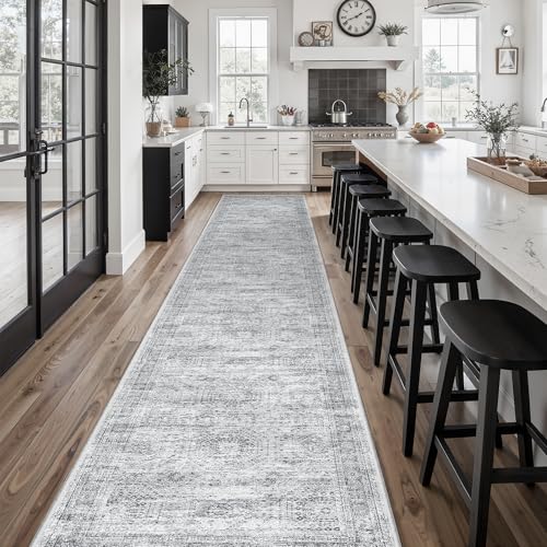 Soalmost Hallway Runner Rug 2'6" x 14' Washable Long Kitchen Rugs Grey