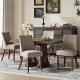 COLAMY Upholstered Dining Chairs Set of 4, Mid Century Modern Kitchen Chairs with Back, Farmhouse Fabric Side Dining Room Chairs with Wood Legs for Dining Room Restaurant, Brown