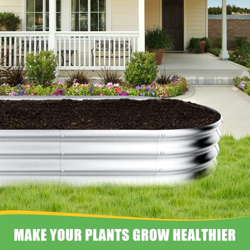 HOOPLE 2 Pack Raised Garden Bed 4x2x1FT, Galvanized Metal Raised Garden Bed Outdoor, Oval Design with Open Base for Better Drainage, Compact Garden Bed for Vegetables, Herbs & Flowers by HOOPLE - Image 9