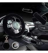 ZYNQACC 1 Set 8 Pieces Fluffy Steering Wheel Cover Set,Warm Soft Fuzzy Steering Wheel Covers for ...