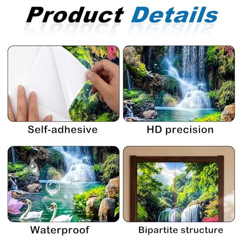 Image of Nuxovilar Swan Pond Door Stickers Peel Stick PVC 30.3x78.7 Inches