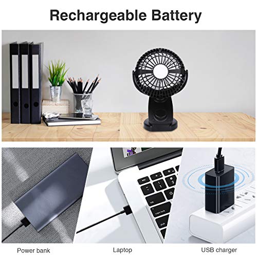 Skygenius Battery Operated Clip On Oscillating Desk Fan, Portable Rechargeable Mini Personal Fan #TOP5