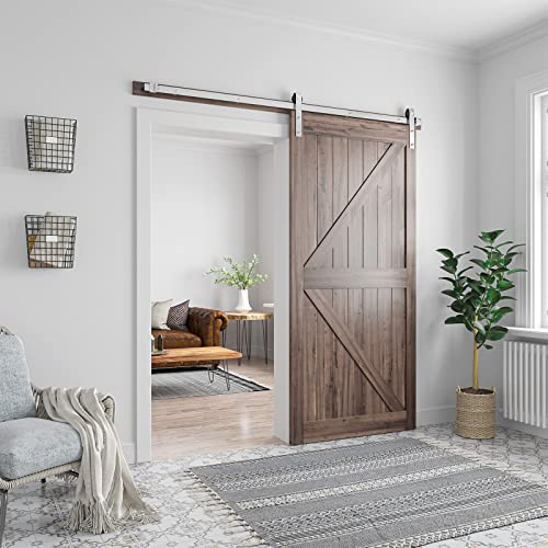 SMARTSTANDARD Brushed Nickel Sliding Barn Door Hardware Kit #TOP15