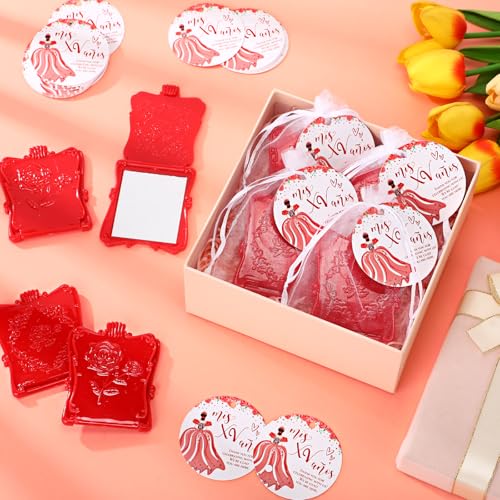 Wenqik 25 Set Quinceanera Party Favors for Guests Include Rose Compact Mirror Quinceanera Card and Organza Bag Mis Xv Sweet 15th Birthday Party Favors (Red) by Wenqik - Used condition - Image 4