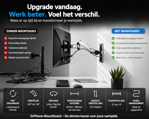 Support de Moniteur Pivotant à 360° DrPhone MountEase3 à Ressort à Gaz - 3