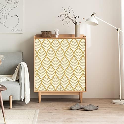 FENTIS Gold Stripe Wallpaper Peel and Stick Wallpaper Self Adhesive Contact Paper Sticky Back Plastic Vinyl Film Modern Wallpaper Removable Waterproof Roll for Kitchen 44.5x500cm