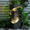 35.4" H Water Fall Fountains Indoor Waterfall Fountain Outdoor with LED Lights Floor-Standing for Outside Garden, Patio, Backyard, Deck Decor, Pool, Porch, Landscaping, Balconies