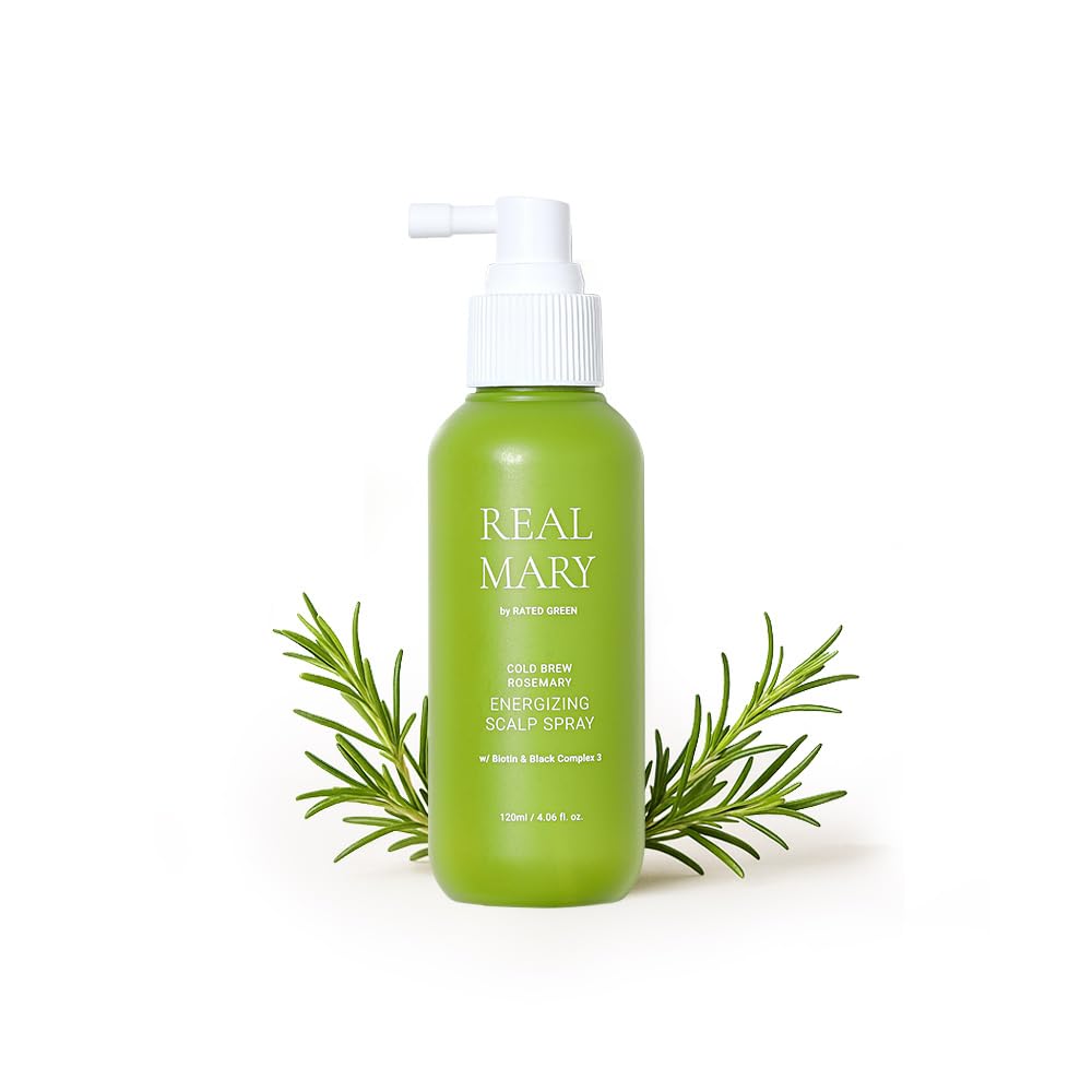 RATED GREENEnergizing Scalp Spray with Biotin & Black Complex 3 - Oily, Itchy Scalp Treatment - 4.06 fl. oz. Real Mary Organic Rosemary Scalp Stimulator for Natural Hair Growth & Thinning Hair