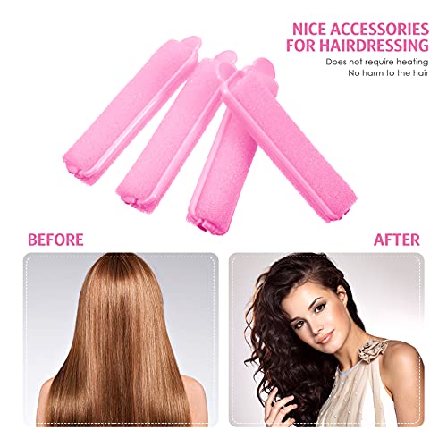 43 Pieces Foam Sponge Hair Rollers Set, Soft Sleeping Hair Curlers 0.59 Inch Flexible Hair Styling Sponge Curler And Stainless Steel Rat Tail Comb Pintail Comb For Hair Styling(Pink) #TOP3