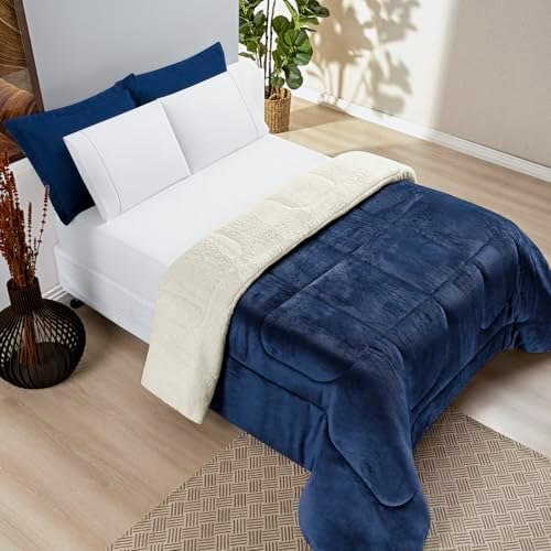 Cobertor Coberdrom King Sherpa Pele Carneiro Dupla Face Edredom C...