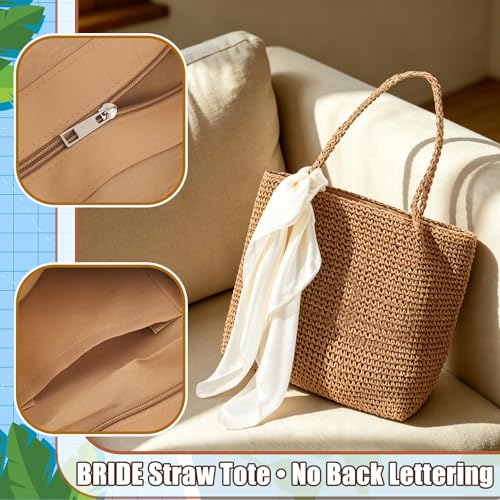 Bolso de playa tejido a mano estilo boho con lazo de seda miniatura 5