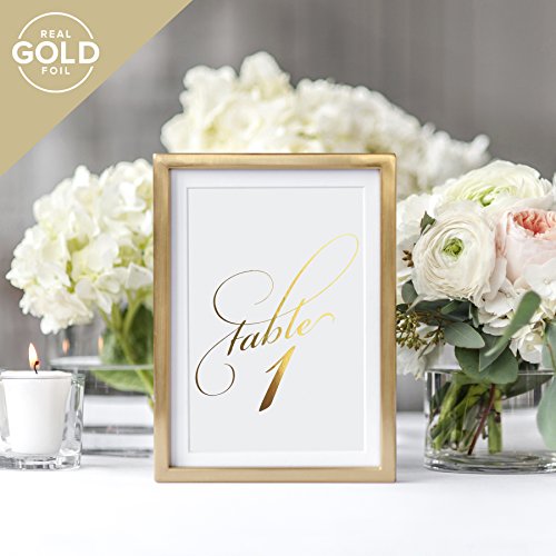 Bliss Collections Table Numbers, Gold Foil, Double-Sided Cards Plus Head Table Card For Your Wedding, Reception, Anniversary, Birthday Party Or Celebration, 4"X6" (1-40 Plus Head Table Card) #TOP2