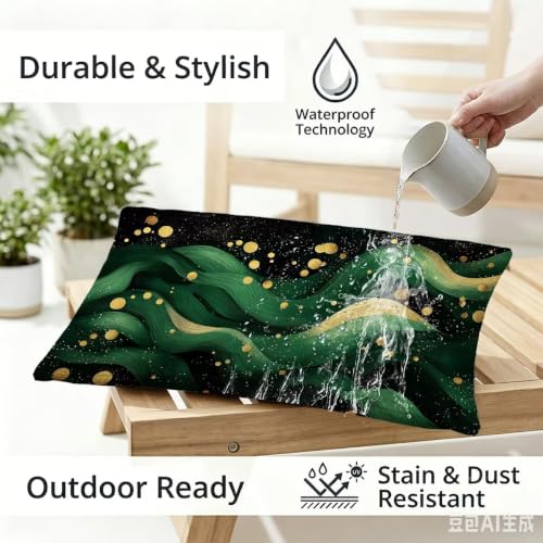 Housse coussin vert imperméable 40x80cm déperlant double face - 3