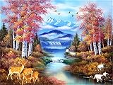 Material: lienzo preimpreso Adminsss Digital DIY Pintura al óleo Paisaje de la selva suburbana de fantasía Pintura por Número de Kits decoración del Arte de la Pared de la Lona de Lino 40x50CM Sin marco