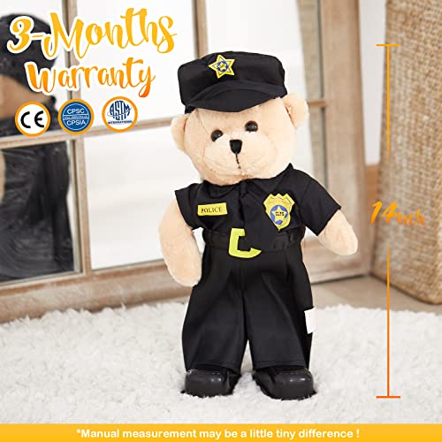 Houwsbaby Singing Police Teddy Bear Dancing Plush Bear Toy Musical Stuffed Animal In Justicial Uniform Electric Interactive Animated Gifts For Kids Boy Girls Holiday Valentine's Day Birthday,14'' #TOP1