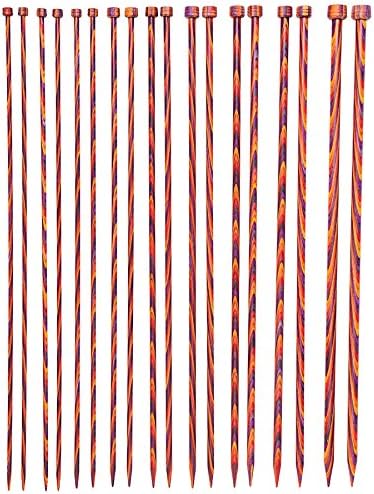 Knit Picks Juego de agujas de tejer de madera de un solo punto recto US 4-11 (Radiant 14")