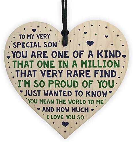 RED OCEAN Son Gifts From Mum And Dad Wooden Heart Son Birthday Keepsake