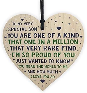 RED OCEAN Son Gifts From Mum And Dad Wooden Heart Son Birthday Keepsake
