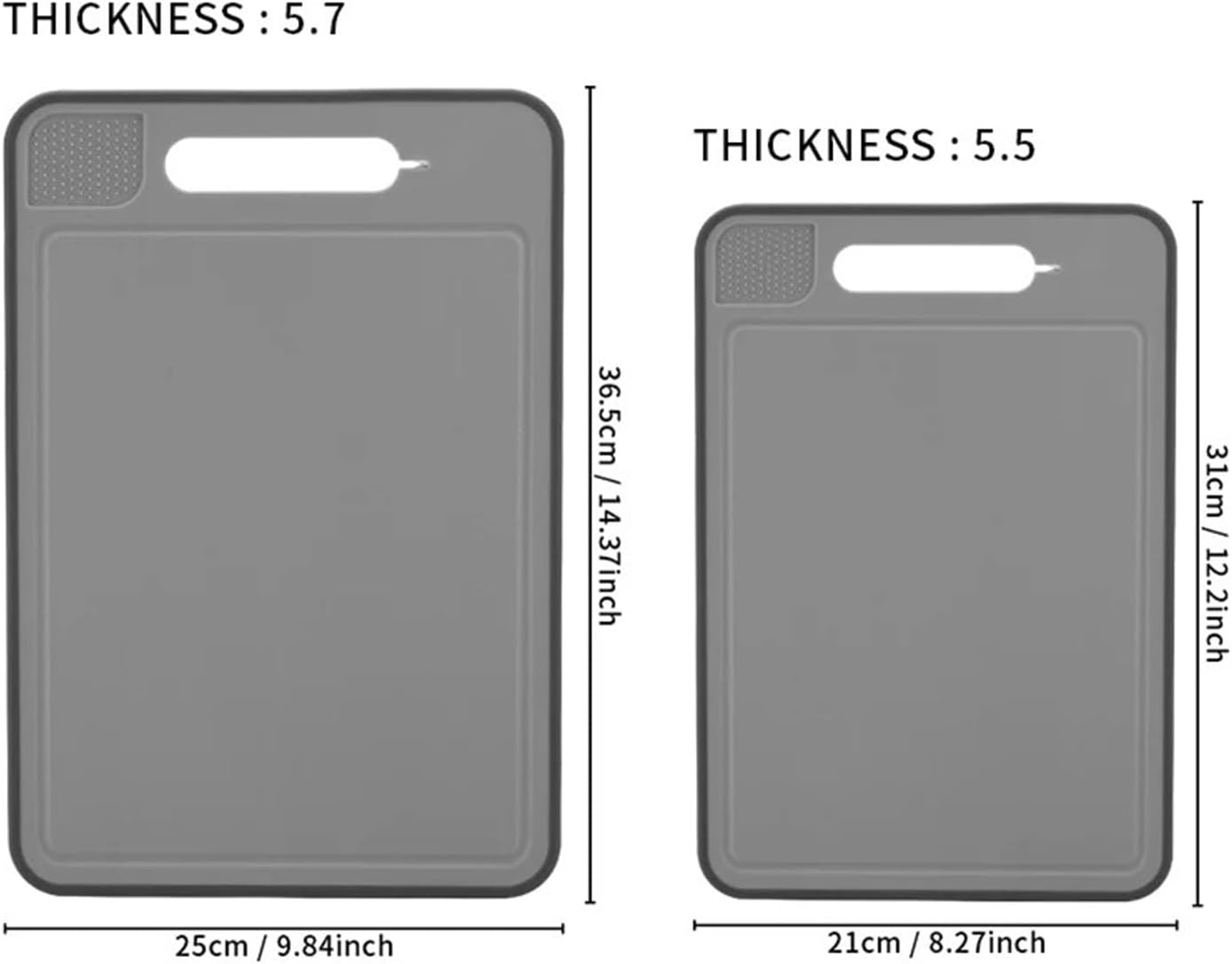 4-in-1 Plastic&Stainless Steel Cutting Board With Knife Sharpener-Non-Slip,Multi-Functional (14.37"x8.27") For Meat,Vegetables(Trumpet)