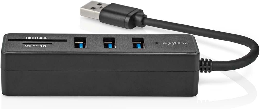 Nedis USB Hub | USB-A Male | 3X USB A Female | 5-Port Port(s) | USB 3.2 Gen 1 | Power Supply via USB | 5 Gbps | SD & MicroSD