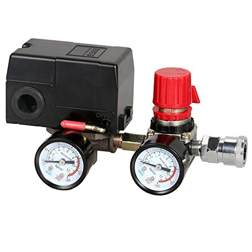 Secbolt Pressure Switch Manifold Regulator Gauges Air Compressor Pressure Switch Control Valve 90-120Psi (American Pattern) #TOP5