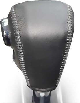 JI Loncky Black Genuine Leather Gear Shift Knob Cover for Honda CRV 2012 2013 2014 Automatic Accessories Black Leather,Black Thread