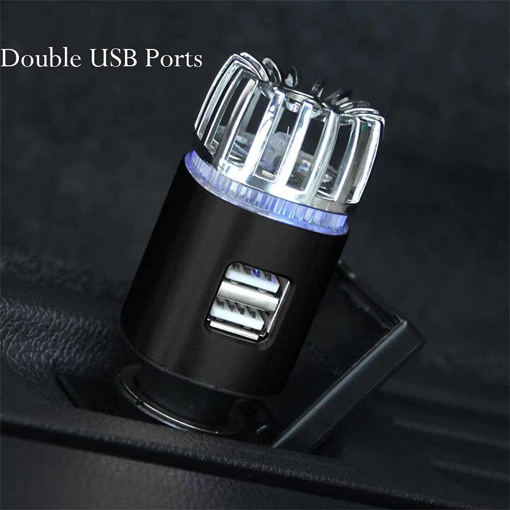 Baceyong purificatore d'aria per auto a ioni negativi con caricatore USB doppio, rimuove odori, fumo di sigaretta, inquinamento ambientale, polline e peli di animali.