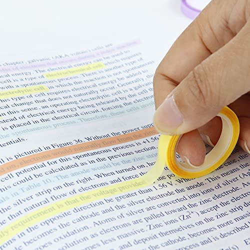Buqoo 10 Rolls Highlighter Tape Translucent Marking Tape Colored Marking Sticker Removable Tags For School And Office Supplies (0.24" Wide) #TOP3
