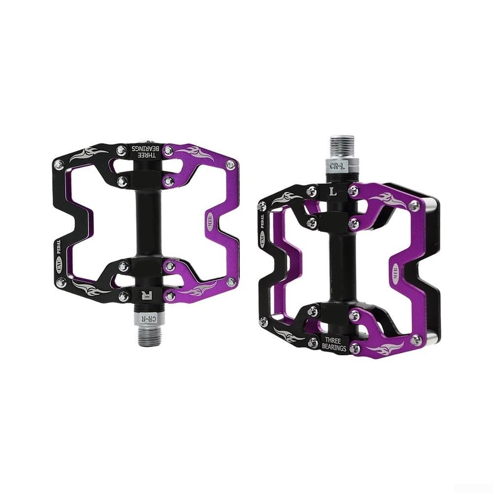 Gdfnmogo Aluminium MTB Pedals with Sealed Bearing Platform, Lightweight CNC Alloy Bicycle Pedals for Mountain Bike Off-Road Cycling, Flat Pedals(black and purple)