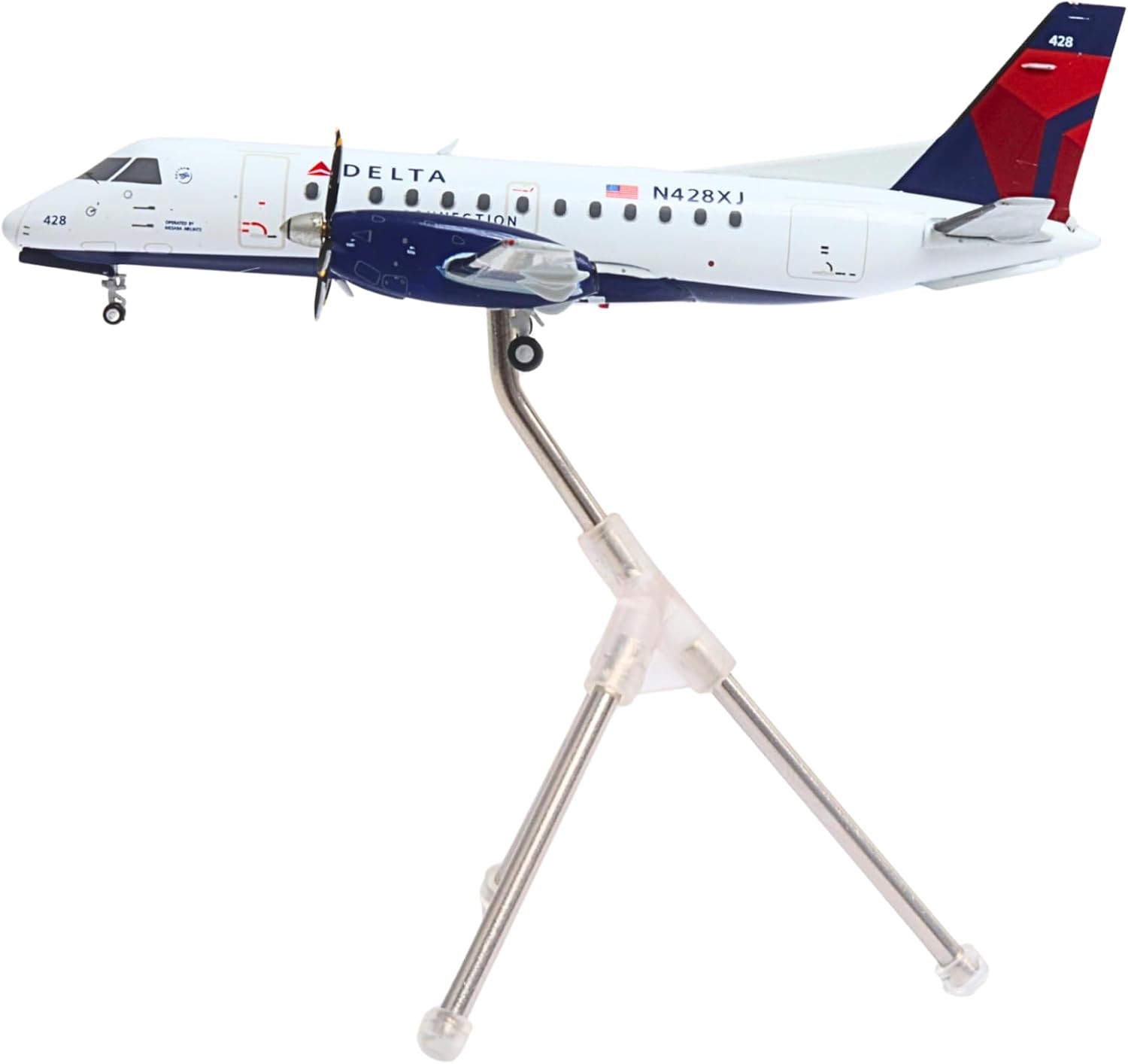 Gemini200 Delta SF-340B Mesaba REG#N428XJ 1/200 Scale Die-Cast Metal Collectible Airplane Model with Landing Gear and Display Stand – Fully Assembled Adult Collectible for Ages 14+