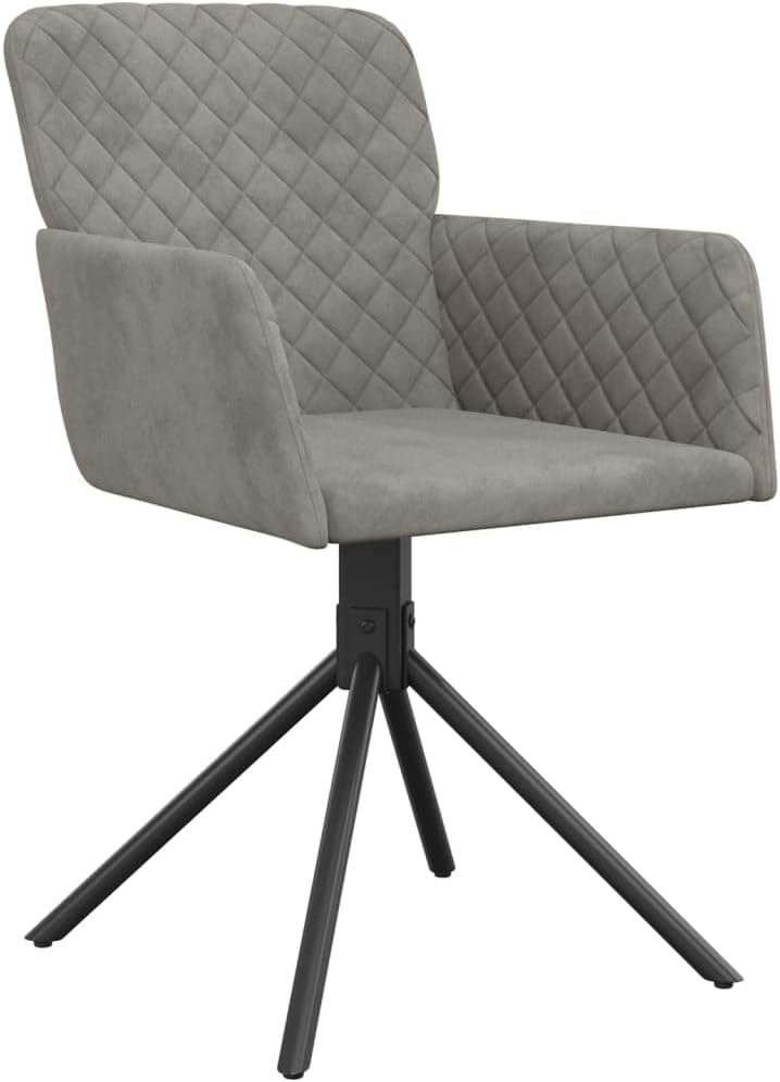 vidaXL Swivel Dining Chairs Set, 2 pcs in Light Gray Velvet - Modern Design, Spacious Comfort, Metal and Plywood Structure, Compliant with CA Prop 65