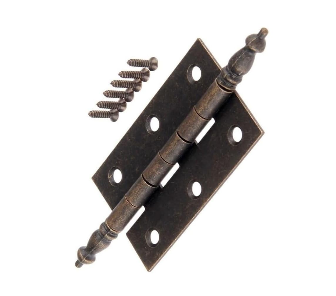Antique Bronze 5" x 2.99" Iron Cabinet Hinges, 6-Hole Decorative Head Hinge