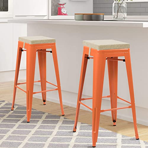 Baibu 12 Inches Square Seat Cushion Set Of 2, Non-Slip Bar Stool Cushion Square Seat Cushion With Machine Washable Cover - Only Cushions,Beige (12" (30Cm)) #TOP5