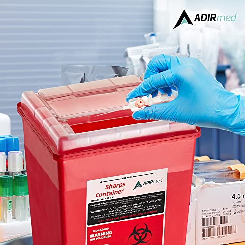 AdirMed Sharp Needle Disposal Container for Home, Clinic, Office, Barber Use with Flip Open Lid (8 Quart -2 Pack)