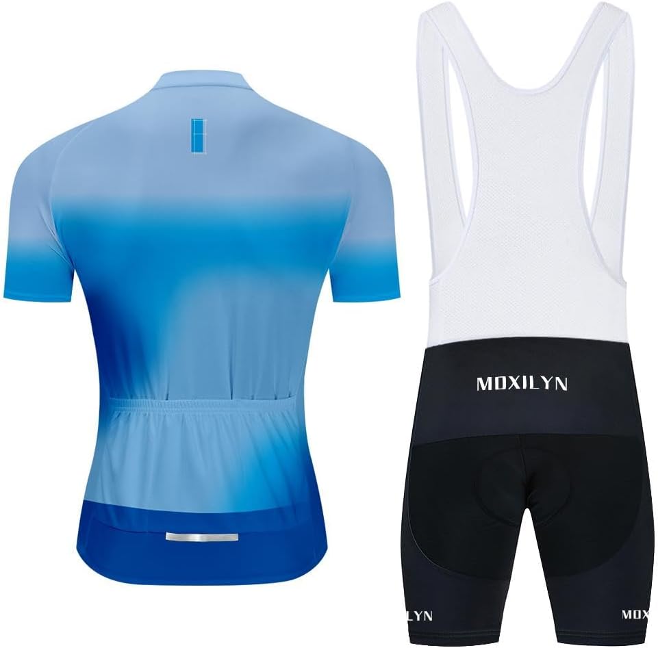 MOXILYN Mens Cycling Jersey MTB Clothes Cycling Kit Bike Shirts and Cycling bibs Short with 20D Gel Pad Biking Clothing Set, XX-Large
